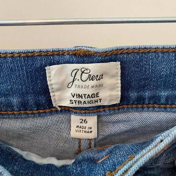 J Crew Vintage Straight Raw Hem Denim Blue Jeans Size 26 - Picture 3 of 4